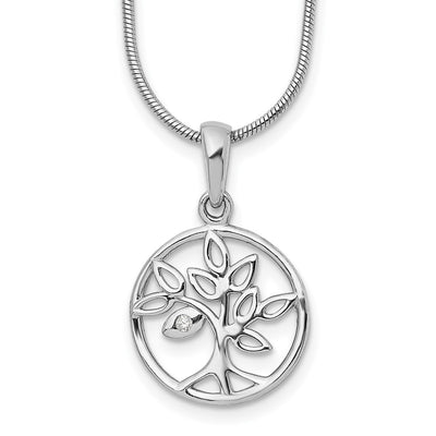White Ice Sterling Silver Rhodium-plated Diamond Tree Necklace with Extender