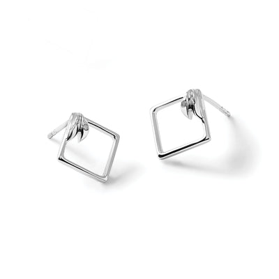 White Ice Sterling Silver Rhodium-plated Diamond-shaped Diamond Post Earrings