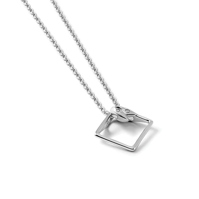 White Ice Sterling Silver Rhodium-plated Open Diamond-shaped Diamond Necklace with Extender