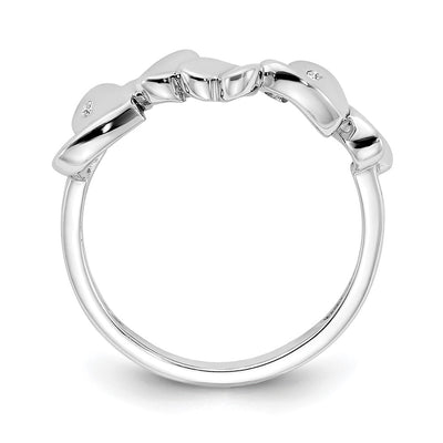 White Ice Sterling Silver Rhodium-plated Diamond Hearts Ring
