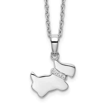 White Ice Sterling Silver Rhodium-plated Diamond Dog Necklace with Extender