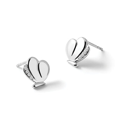 White Ice Sterling Silver Rhodium-plated Diamond Butterfly Post Earrings, 11 x 9mm