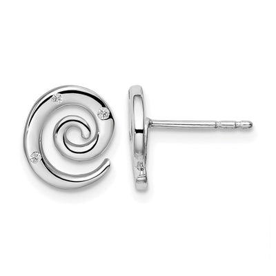 White Ice Sterling Silver Rhodium-plated Diamond Swirl Post Earrings, 11 x 9mm