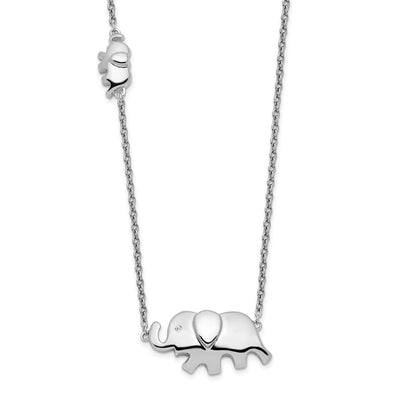 White Ice Sterling Silver Rhodium-plated Diamond Elephant Necklace