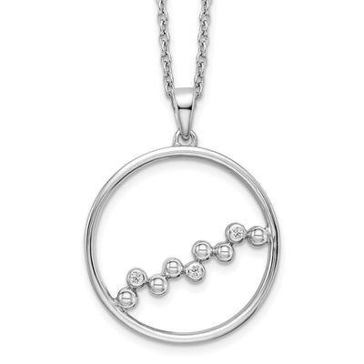 White Ice Sterling Silver Rhodium-plated Diamond Open Circle Necklace with Extender, 20 x 23mm