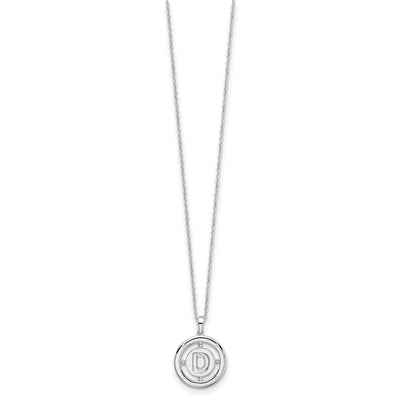 White Ice Sterling Silver Rhodium-plated Diamond Letter D Initial Necklace with Extender