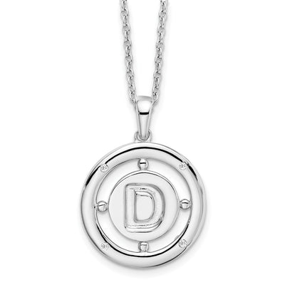 White Ice Sterling Silver Rhodium-plated Diamond Letter D Initial Necklace with Extender