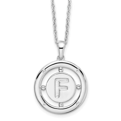 White Ice Sterling Silver Rhodium-plated Diamond Letter F Initial Necklace with Extender