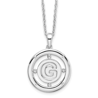 White Ice Sterling Silver Rhodium-plated Diamond Letter G Initial Necklace with Extender