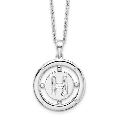 White Ice Sterling Silver Rhodium-plated Diamond Letter H Initial Necklace with Extender