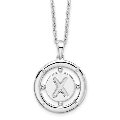White Ice Sterling Silver Rhodium-plated Diamond Letter X Initial Necklace with Extender