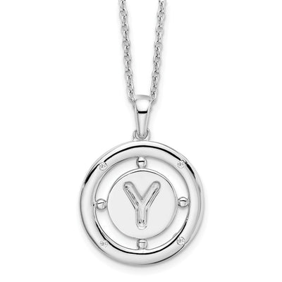 White Ice Sterling Silver Rhodium-plated Diamond Letter Y Initial Necklace with Extender