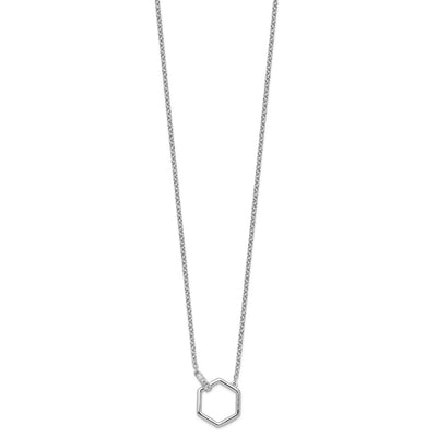 White Ice Sterling Silver Rhodium-plated Diamond Hexagon Necklace