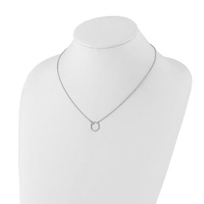 White Ice Sterling Silver Rhodium-plated Diamond Hexagon Necklace