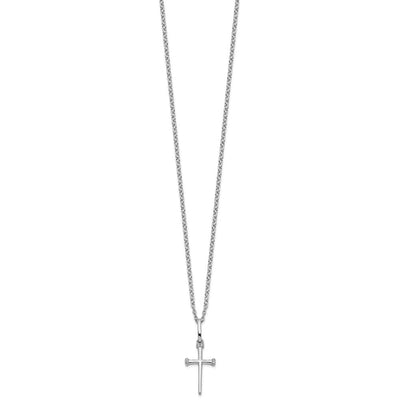 White Ice Sterling Silver Rhodium-plated Diamond Cross Necklace with Extender, 20 x 9.9mm