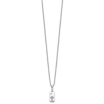 White Ice Sterling Silver Rhodium-plated Diamond Cross Tag Necklace with Extender