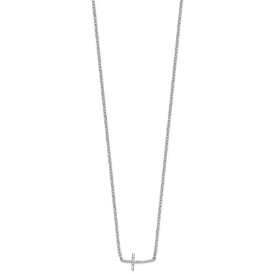 White Ice Sterling Silver Rhodium-plated Diamond Sideways Cross Necklace