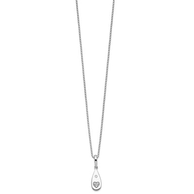 White Ice Sterling Silver Rhodium-plated Diamond Heart Teardrop Necklace with Extender
