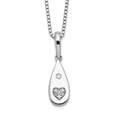 White Ice Sterling Silver Rhodium-plated Diamond Heart Teardrop Necklace with Extender