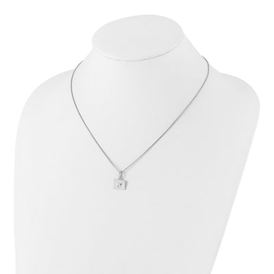 White Ice Sterling Silver Rhodium-plated Diamond Heart Envelope Necklace with Extender