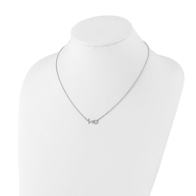 White Ice Sterling Silver Rhodium-plated Diamond Heart with Heartbeat Necklace