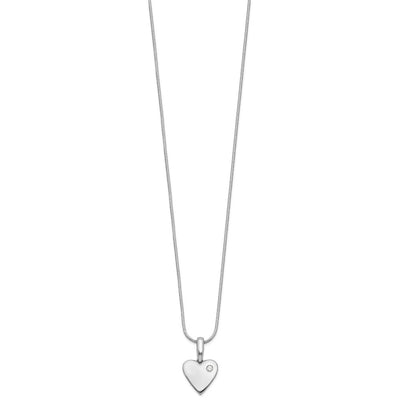 White Ice Sterling Silver Rhodium-plated Diamond Heart Necklace with Extender, 20 x 11.3mm