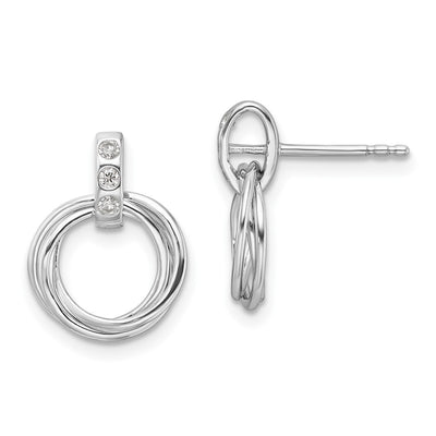 White Ice Sterling Silver Rhodium-plated Diamond Three Ring Post Earrings