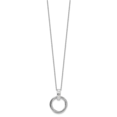 White Ice Sterling Silver Rhodium-plated Diamond with Three Rings Necklace plus Extender