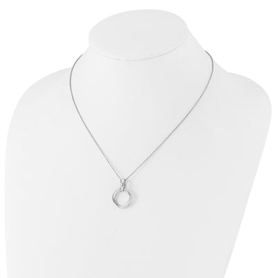 White Ice Sterling Silver Rhodium-plated Diamond with Three Rings Necklace plus Extender
