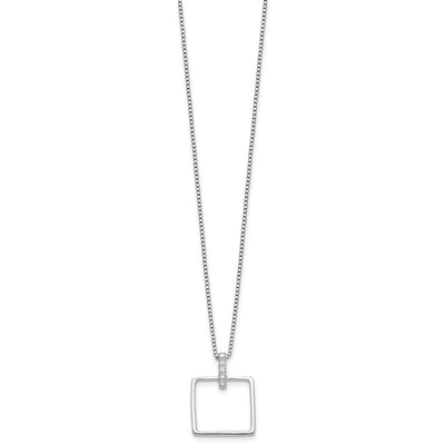 White Ice Sterling Silver Rhodium-plated Diamond Open Square Necklace plus Extention