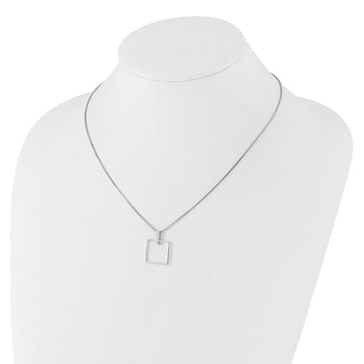 White Ice Sterling Silver Rhodium-plated Diamond Open Square Necklace plus Extention
