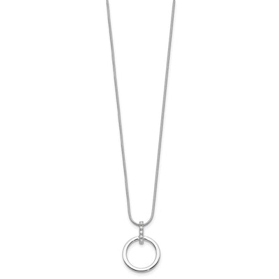White Ice Sterling Silver Rhodium-plated Diamond Open Circle Necklace plus Extender