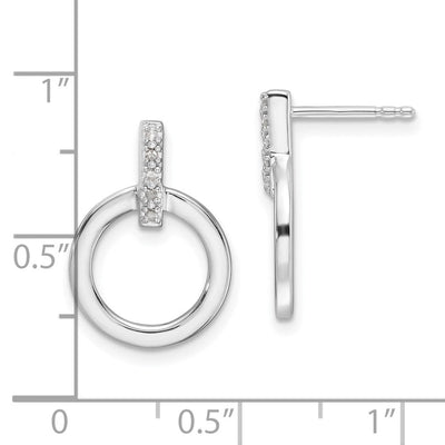 White Ice Sterling Silver Rhodium-plated Diamond Open Circle Post Earrings, 18.25 x 12.75mm