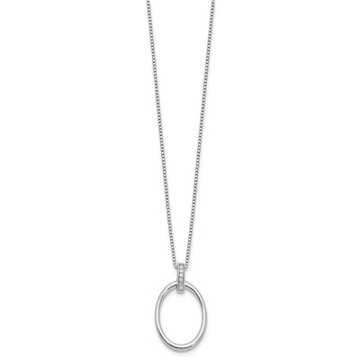 White Ice Sterling Silver Rhodium-plated Diamond Oval Necklace plus 2 in Extender