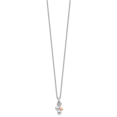 White Ice Sterling Silver Rhodium-plated Rose-tone Diamond Heart Necklace with Extender
