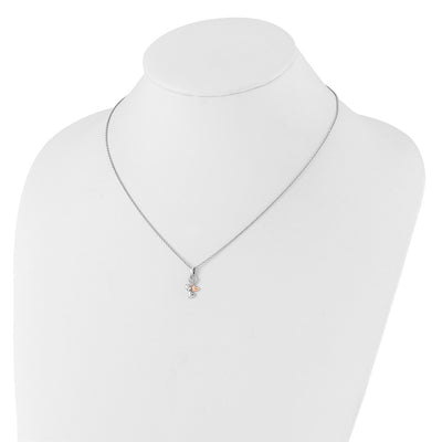 White Ice Sterling Silver Rhodium-plated Rose-tone Diamond Heart Necklace with Extender