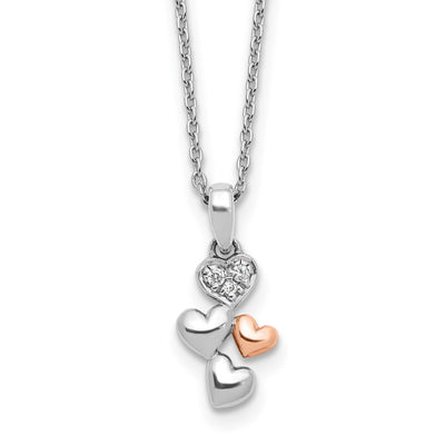 White Ice Sterling Silver Rhodium-plated Rose-tone Diamond Heart Necklace with Extender