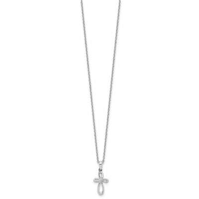 White Ice Sterling Silver Rhodium-plated Fancy Diamond Cross Necklace plus Extender