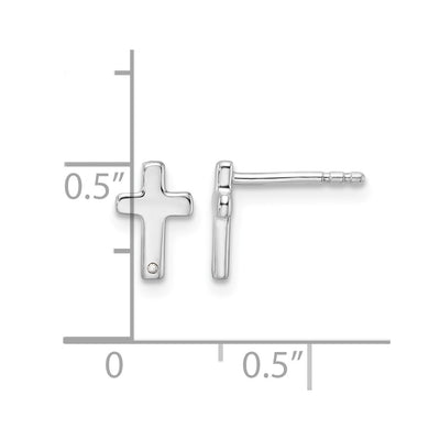 White Ice Sterling Silver Rhodium-plated Diamond Cross Post Earrings, 9.73 x 6.13mm