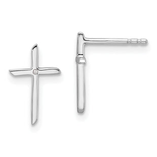 White Ice Sterling Silver Rhodium-plated Diamond Cross Post Earrings (Style QW574)