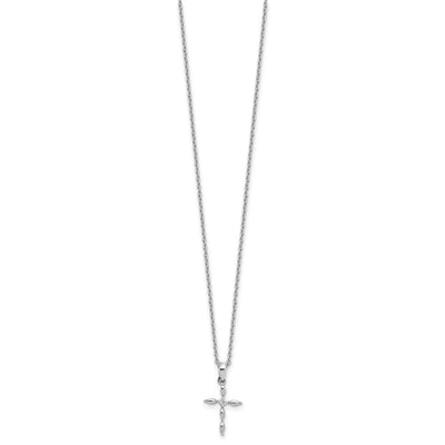 White Ice Sterling Silver Rhodium-plated Diamond Cross plus Extender