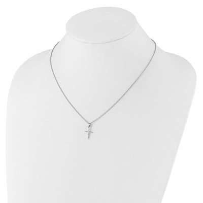 White Ice Sterling Silver Rhodium-plated Diamond Cross plus Extender