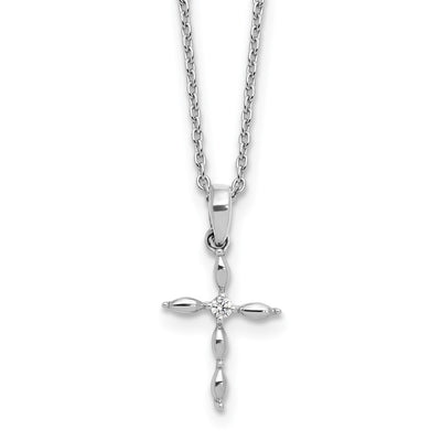 White Ice Sterling Silver Rhodium-plated Diamond Cross plus Extender
