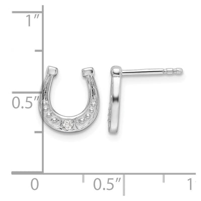 White Ice Sterling Silver Rhodium-plated Diamond Horseshoe Post Earrings, 11.22 x 10.17mm