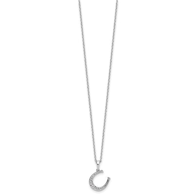 White Ice Sterling Silver Rhodium-plated Diamond Horseshoe Necklace plus Extender
