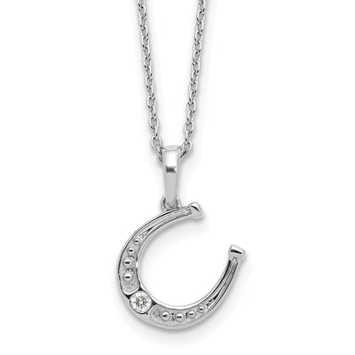 White Ice Sterling Silver Rhodium-plated Diamond Horseshoe Necklace plus Extender