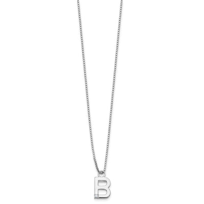 White Ice Sterling Silver Rhodium-plated Diamond Letter B Initial Necklace plus Extender