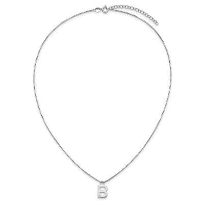 White Ice Sterling Silver Rhodium-plated Diamond Letter B Initial Necklace plus Extender