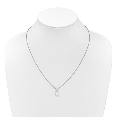 White Ice Sterling Silver Rhodium-plated Diamond Letter C Initial Necklace plus Extender