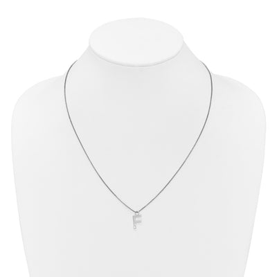 White Ice Sterling Silver Rhodium-plated Diamond Letter F Initial Necklace plus Extender